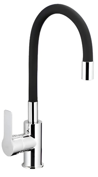 Canilla Grifería de Cocina Flexible Monocomando GR13 Negro Cromado
